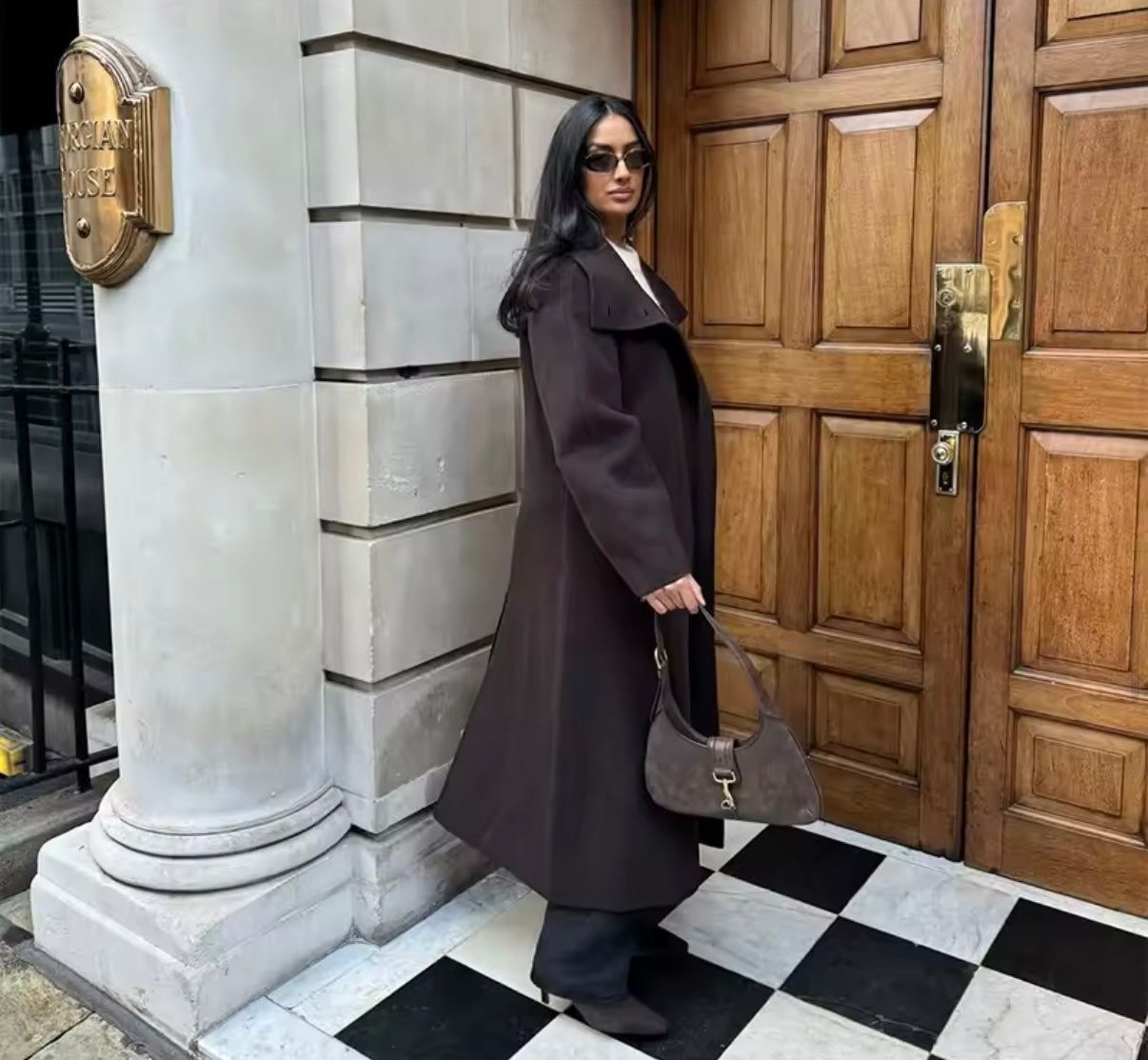 Éline Long Wool Coat – Classic Belted Elegance