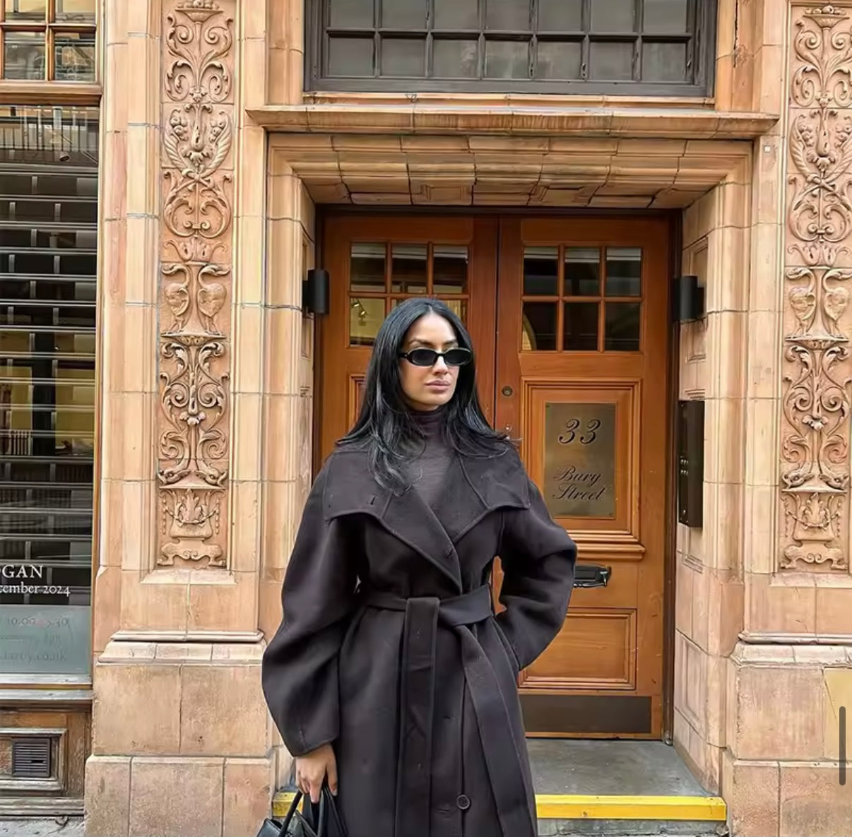 Éline Long Wool Coat – Classic Belted Elegance