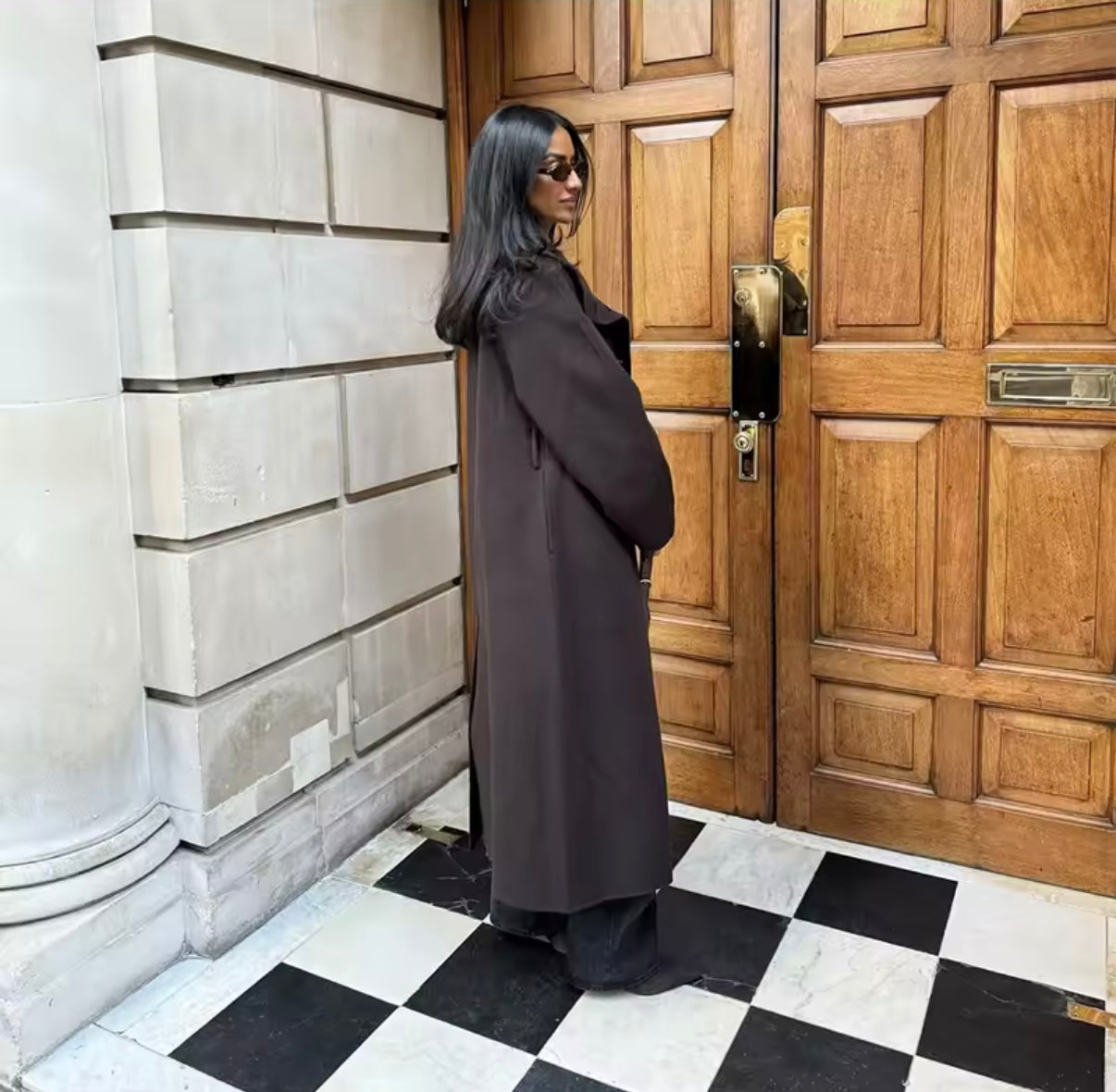 Éline Long Wool Coat – Classic Belted Elegance