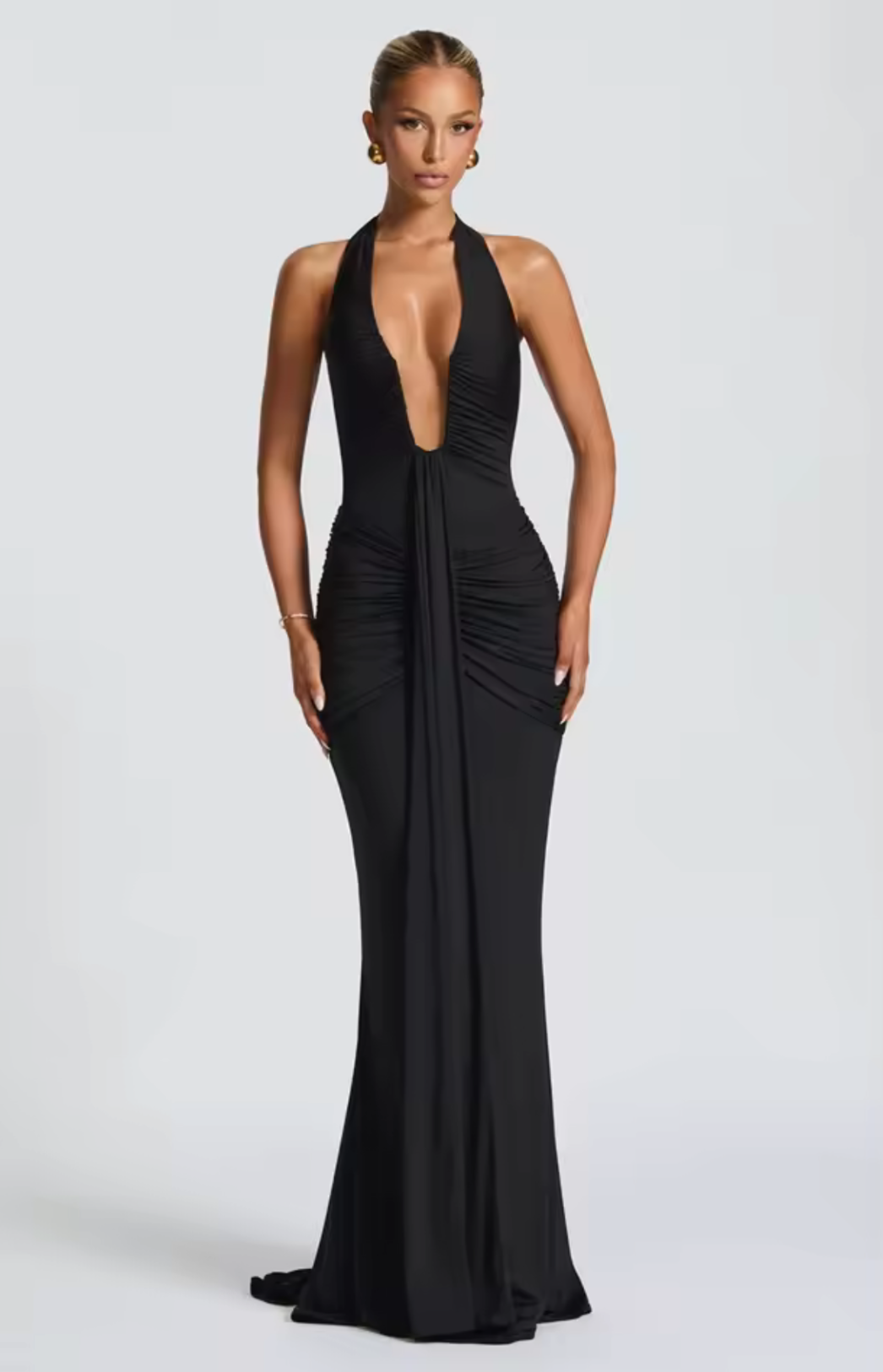 Éline Glamour Draped Maxi Dress