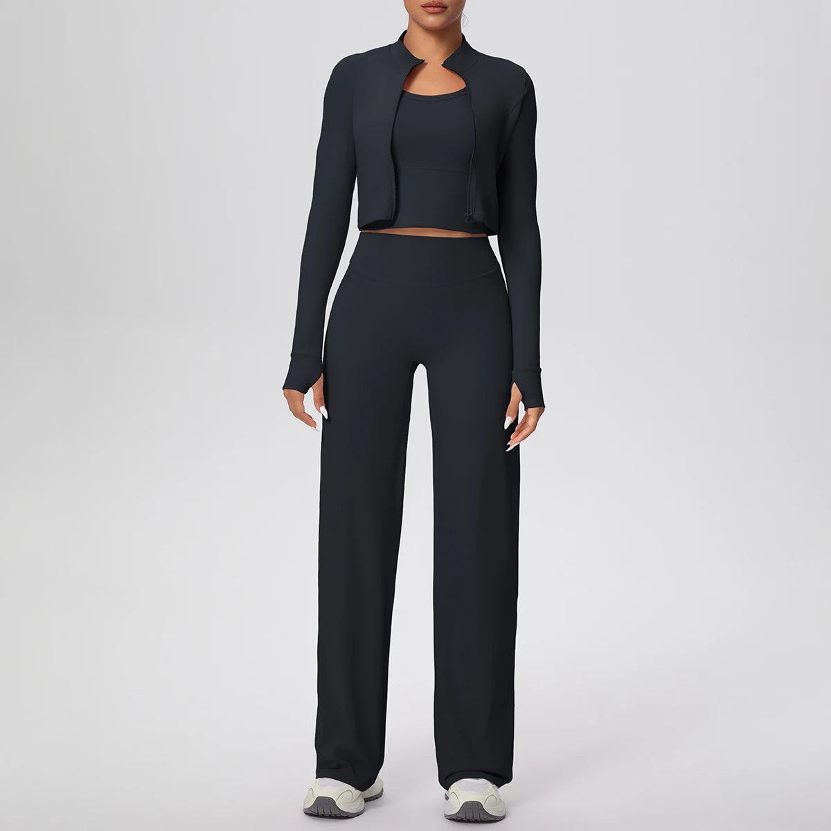 Éline Luxe Yoga Set – 3-Piece Wide Leg Edition