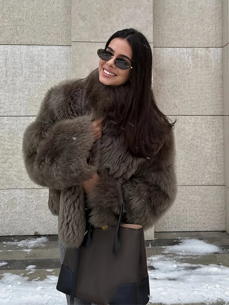 Éline Faux Fur Luxe Coat – Mink Brown