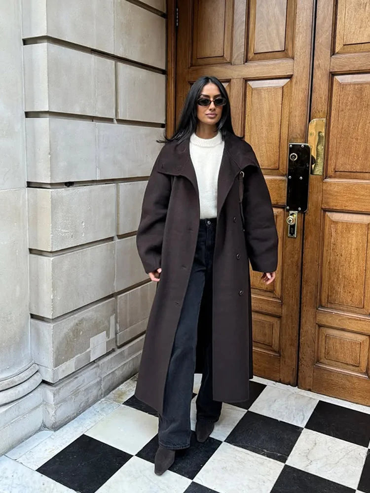 Éline Long Wool Coat – Classic Belted Elegance