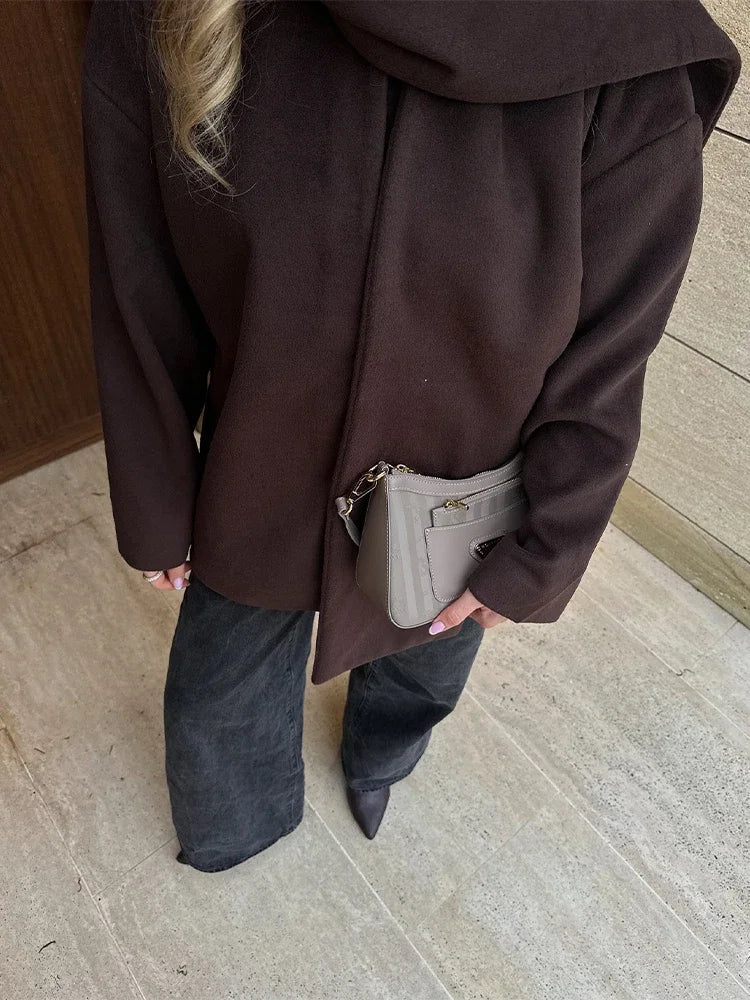 Éline Cape Wool Coat – Soft Draped Elegance